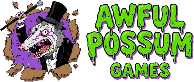 The horizontal logo: the possum on the left, the dripping name on the right.